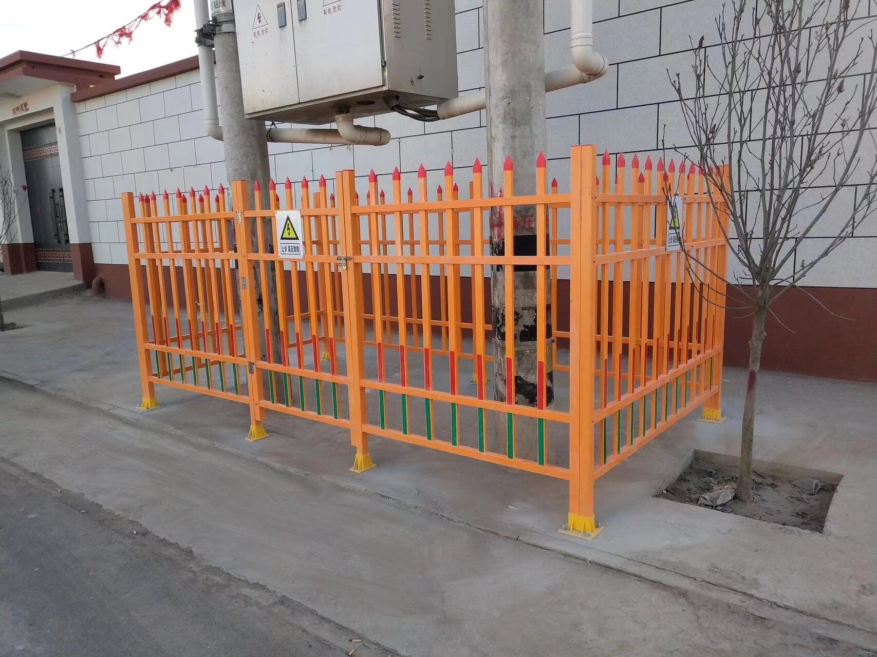 变压器围栏固定式绝缘箱变护栏电力安全栅栏玻璃钢户外油田隔离栏