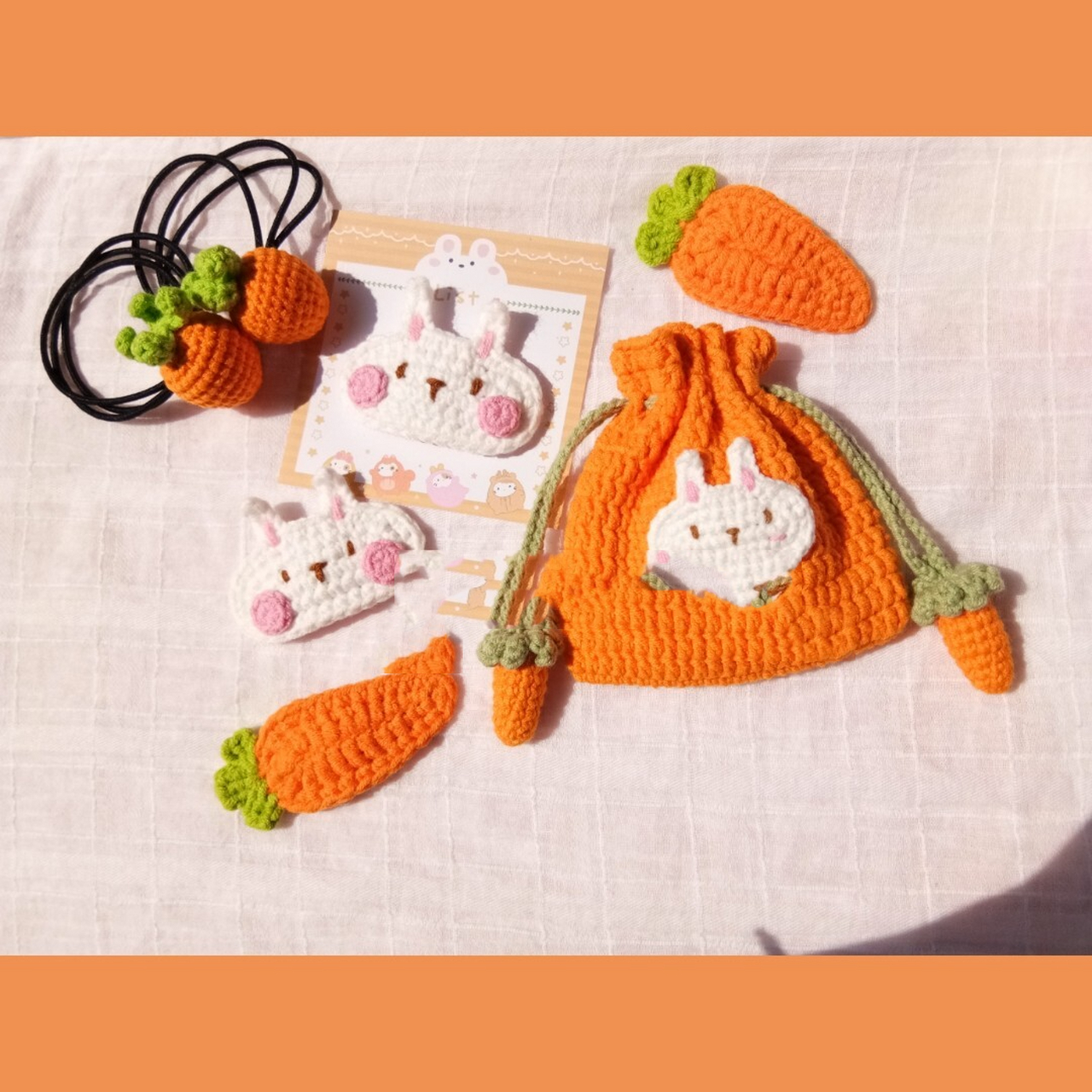 零钱 等等～ 装一些小物件 也挺实用的 	 胡萝卜束口包图解来自 兔子