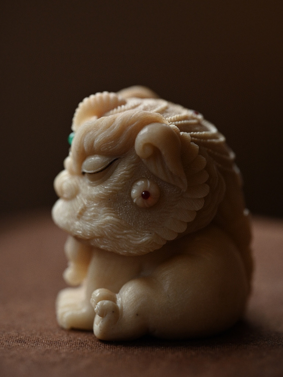 鹿角玉化料唐狮子#鹿角根付# #文玩# #茶宠