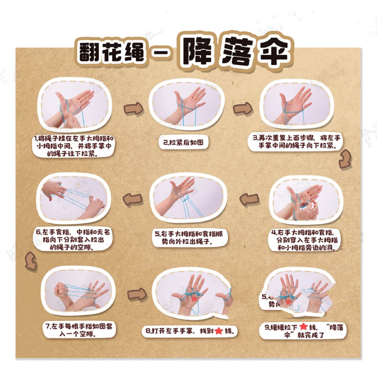 幼儿园中大班民间游戏|翻花绳 了解翻花绳的方法,初步学会用绳子翻出1