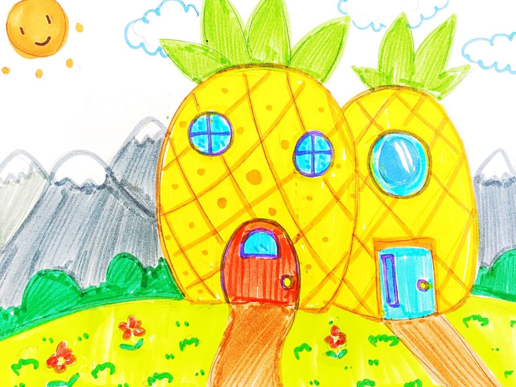 水果房子绘画图图片