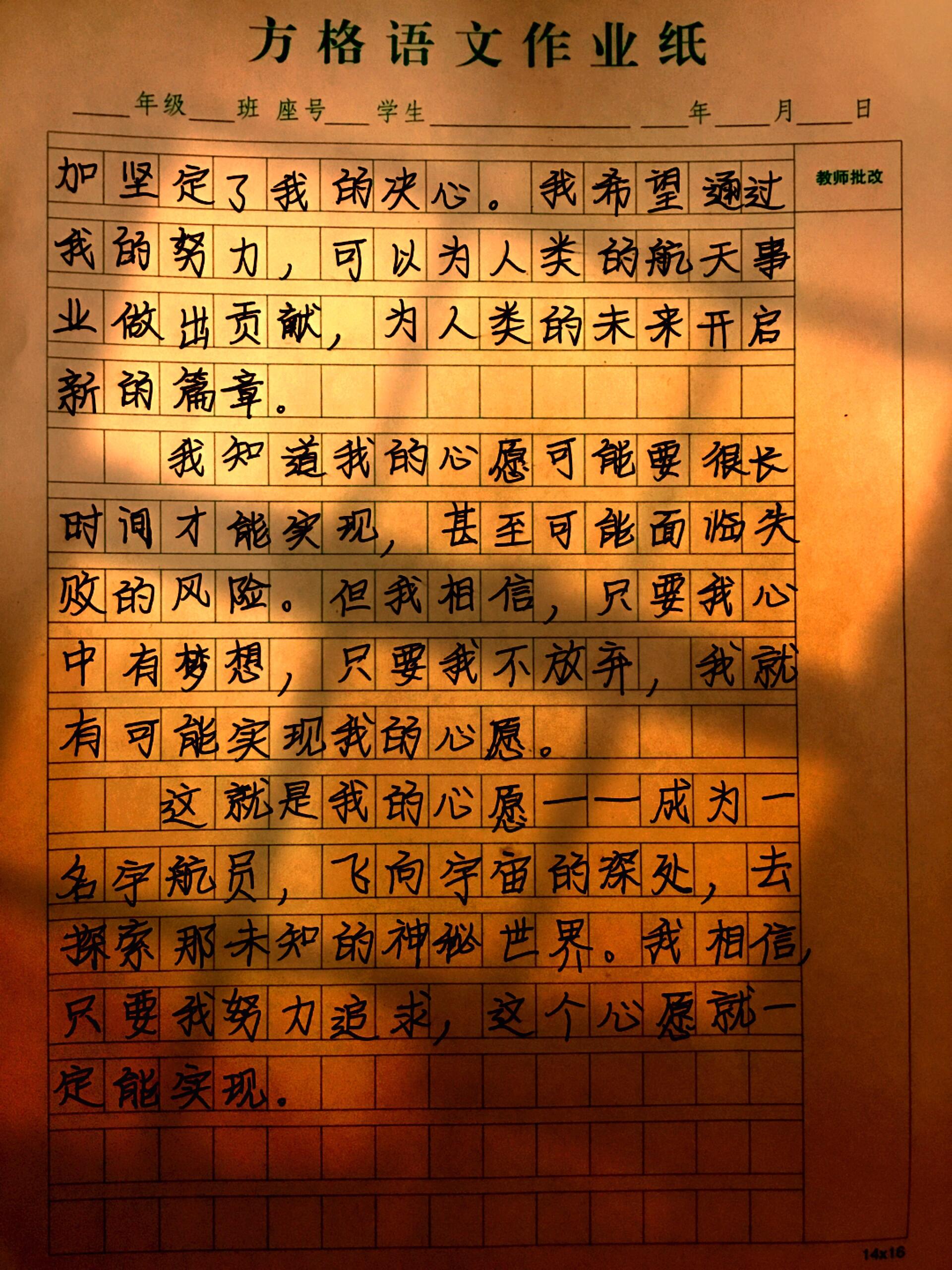 95《我的心愿:成为一名宇航员》六年级作文95