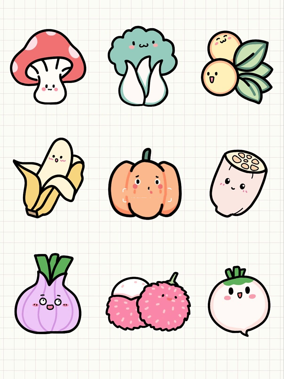 简笔画教程～水果蔬菜篇 本期简笔画素材适合73手帐党73幼儿教师