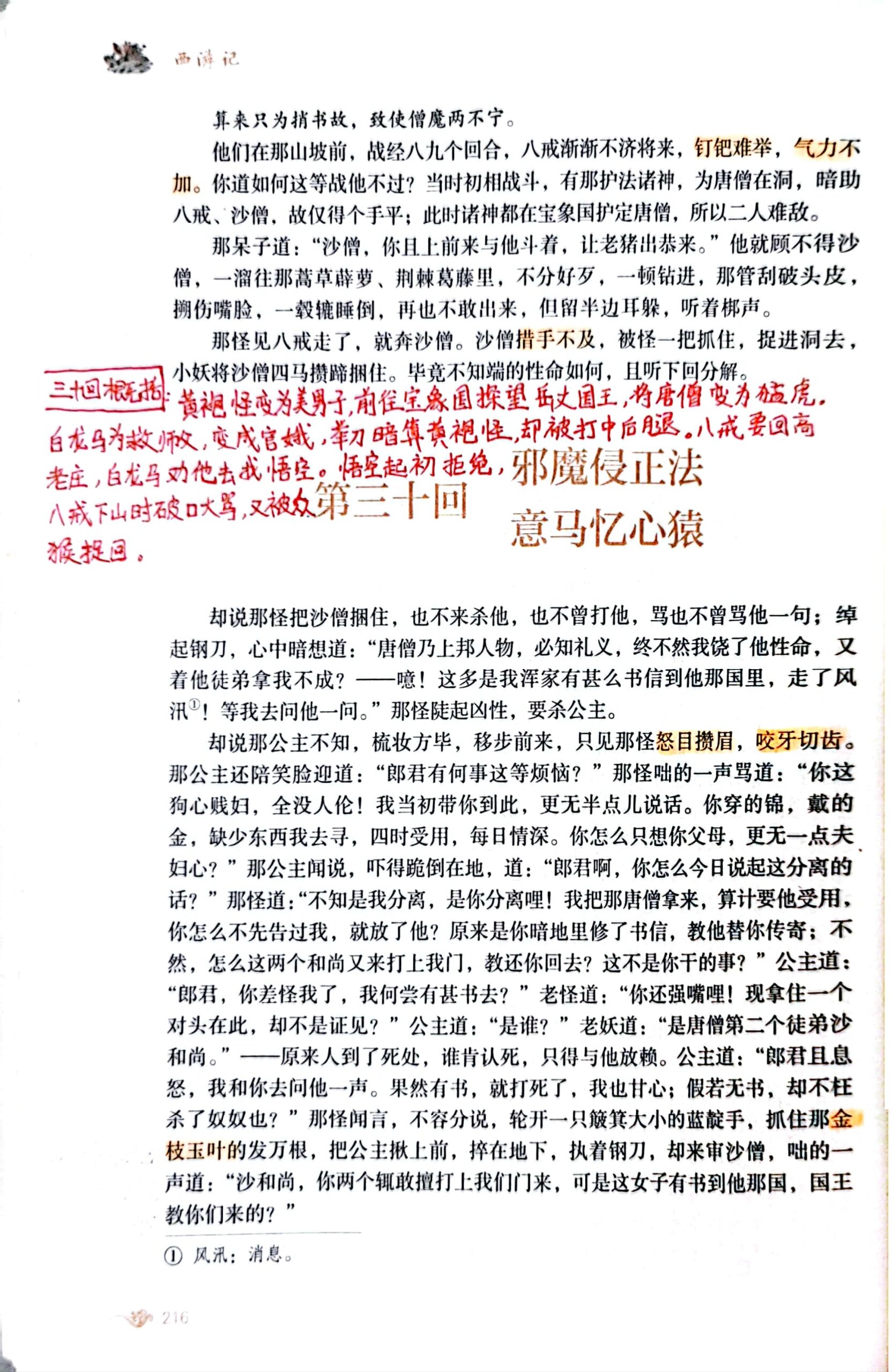 西游记 第三十回 七年级上册必读书目西游记 第三十回读书笔记 没