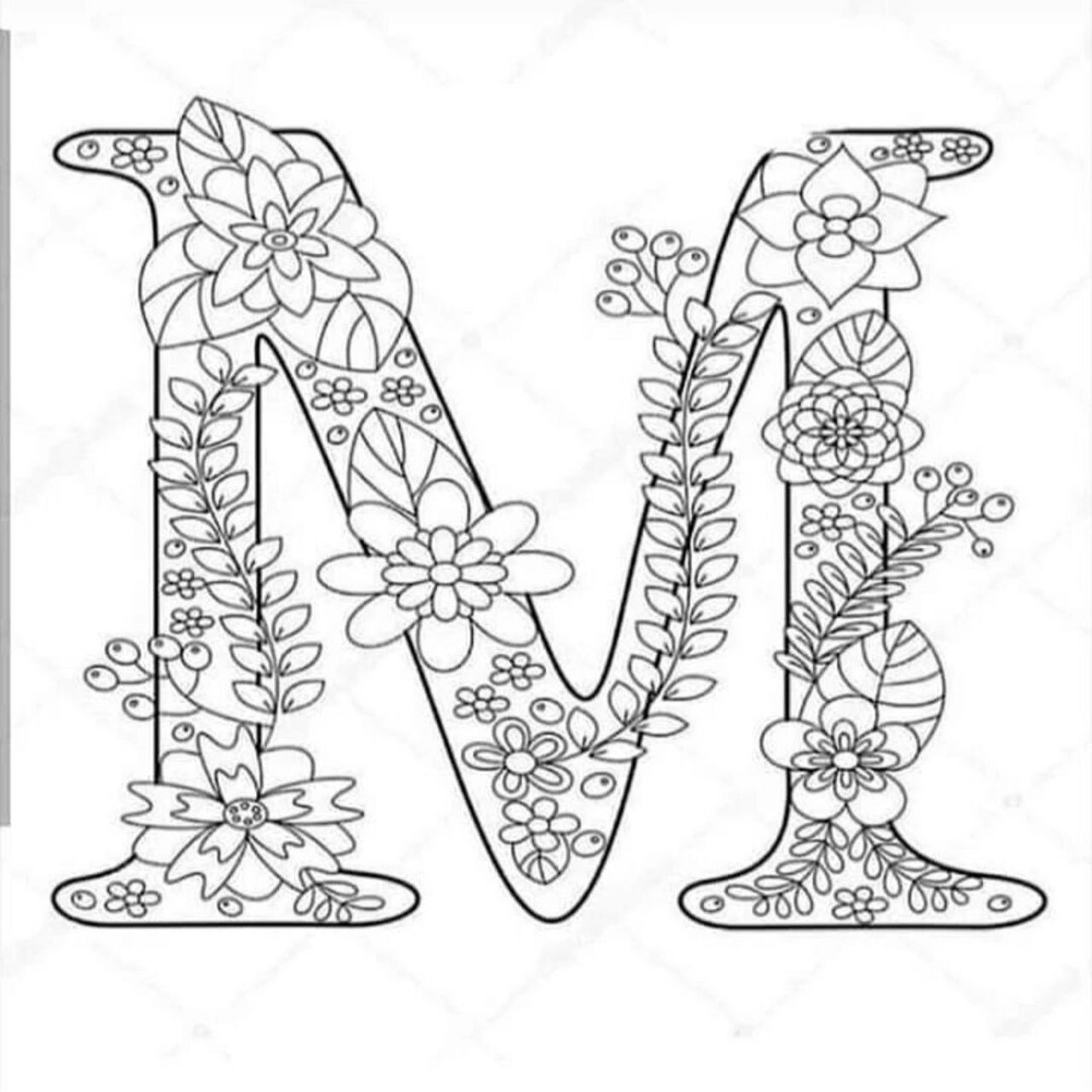 英文字母图稿(三) 续 26个英文字母,花型和叶子都可以随意针法发挥