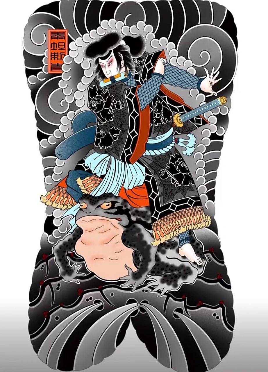 老传统满背满背 日式老传统满背纹身手稿