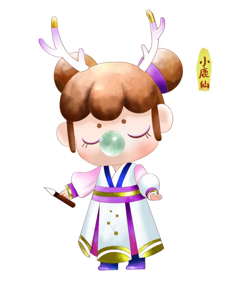 nanci林深不知处 procreate 附小鹿仙线稿 最近对nanci感冒 纠结要不