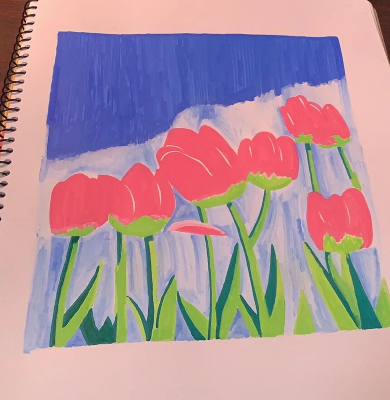 12色丙烯马克笔努力画好渐变与过渡  一眼相中你的郁金香,便开始临摹.