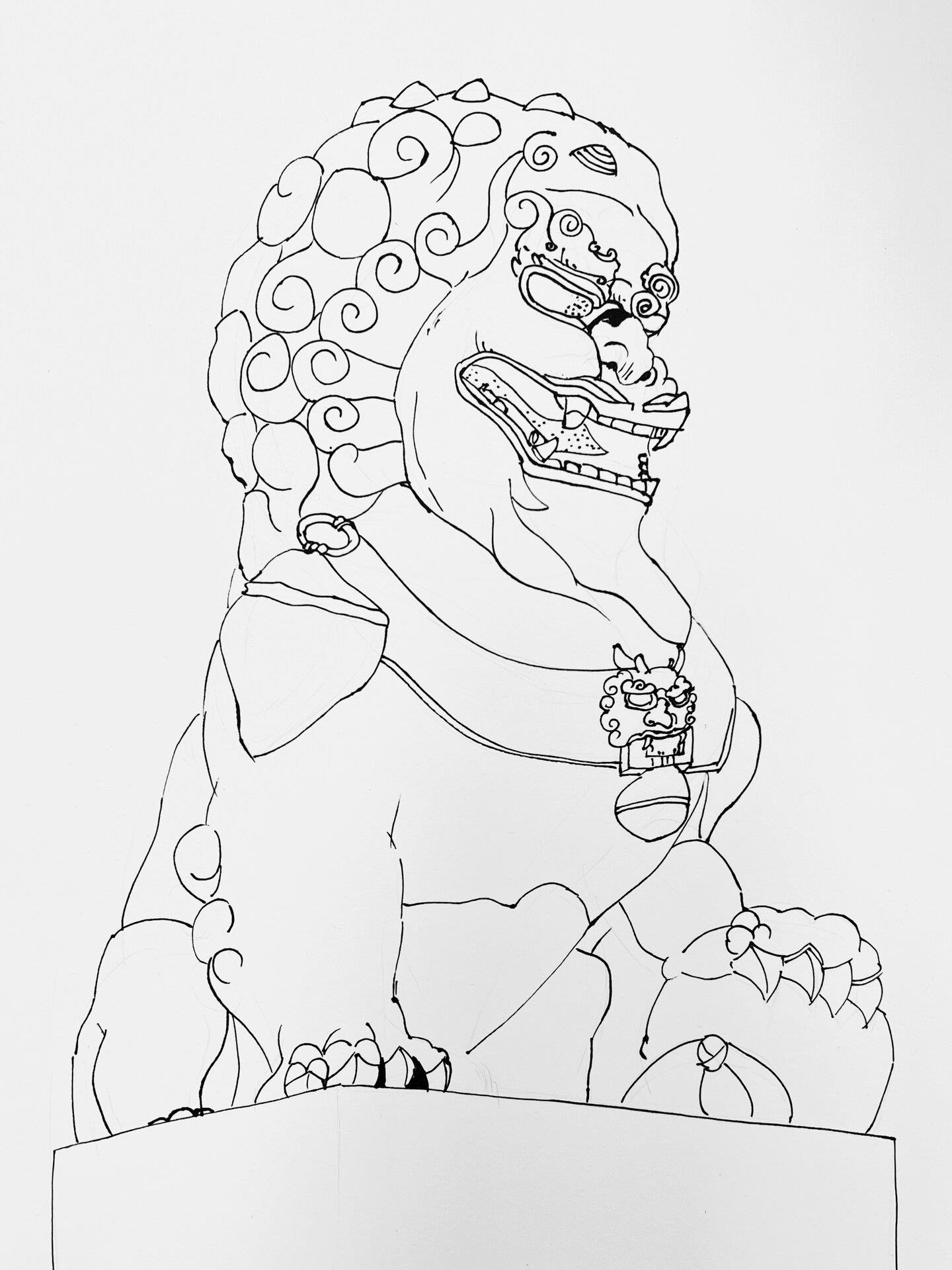 创意美术课程——石狮子