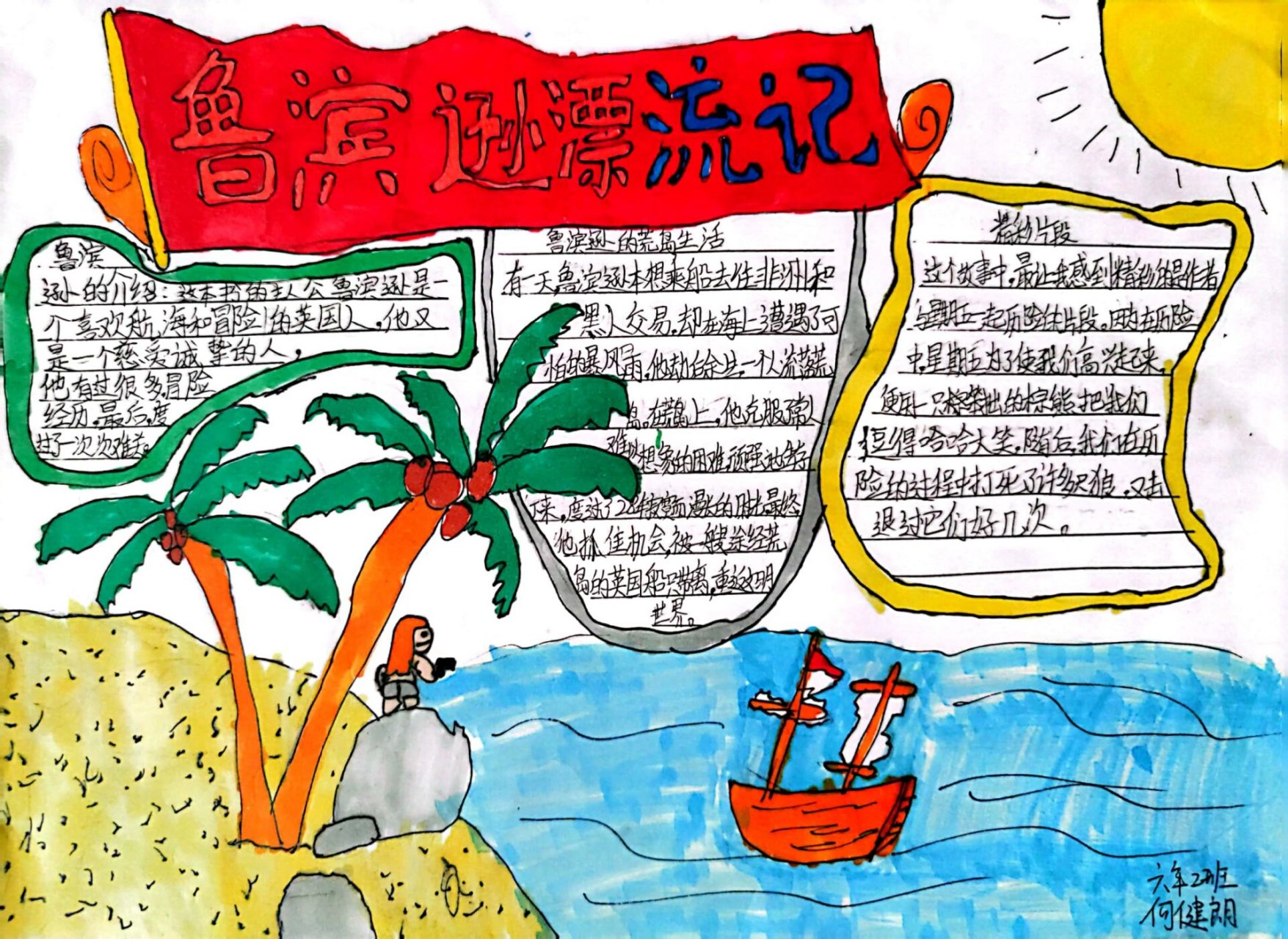 六下《鲁滨逊漂流记》手抄报