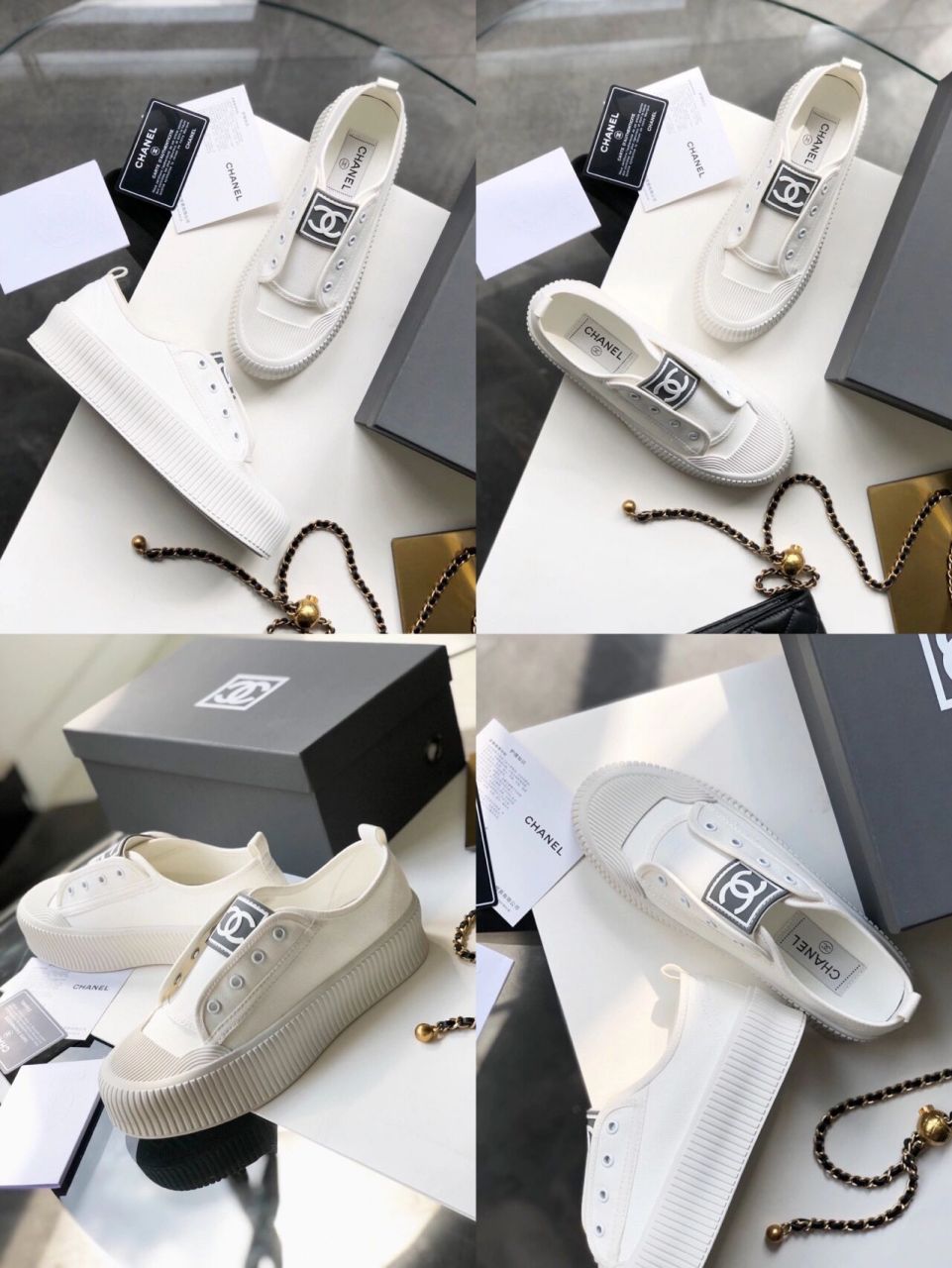 chanel帆布鞋 帆布一脚蹬厚底款】chanel/香奈儿百搭四季鞋?