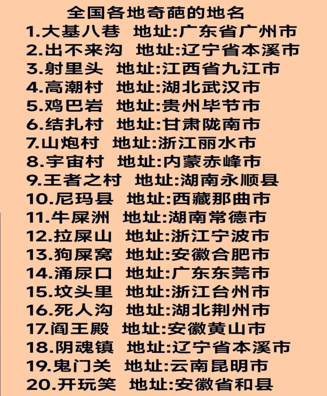 全国各地奇葩的地名.