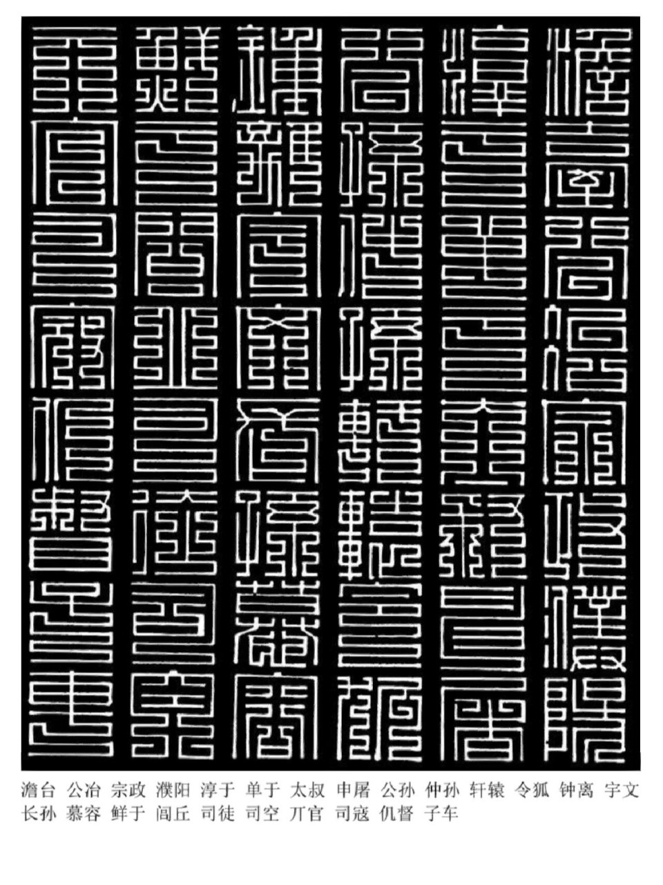 文字的魅力206:九叠篆百家姓(2) 九叠篆版的百家姓