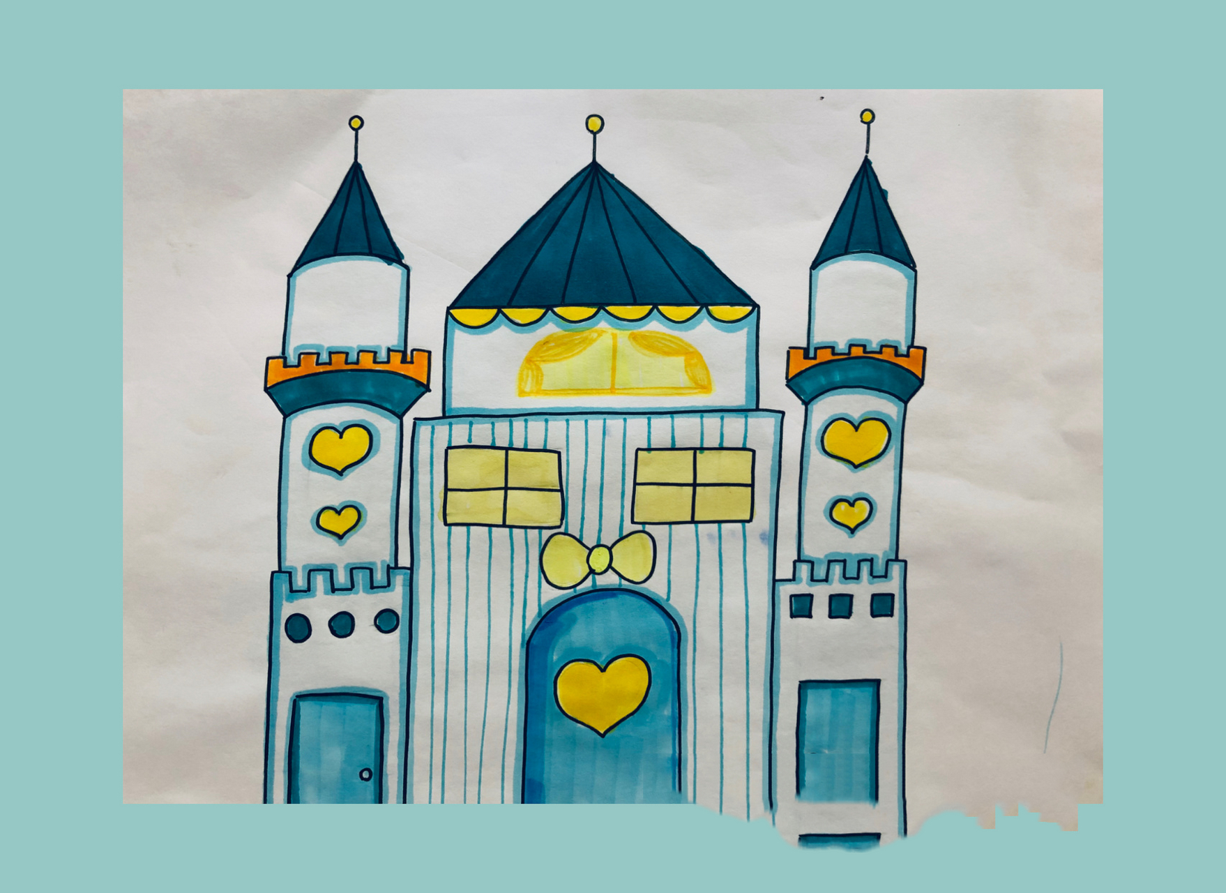 城堡儿童画/房子简笔画/儿童创意画 漂亮的城堡98 颜色和背景都可以