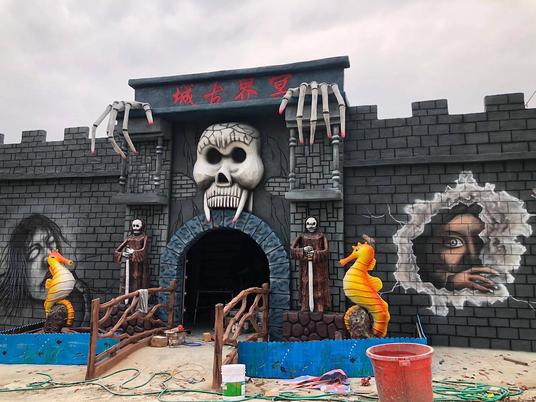 蕲春县鬼屋游乐场度假村 游乐场项目鬼屋彩绘