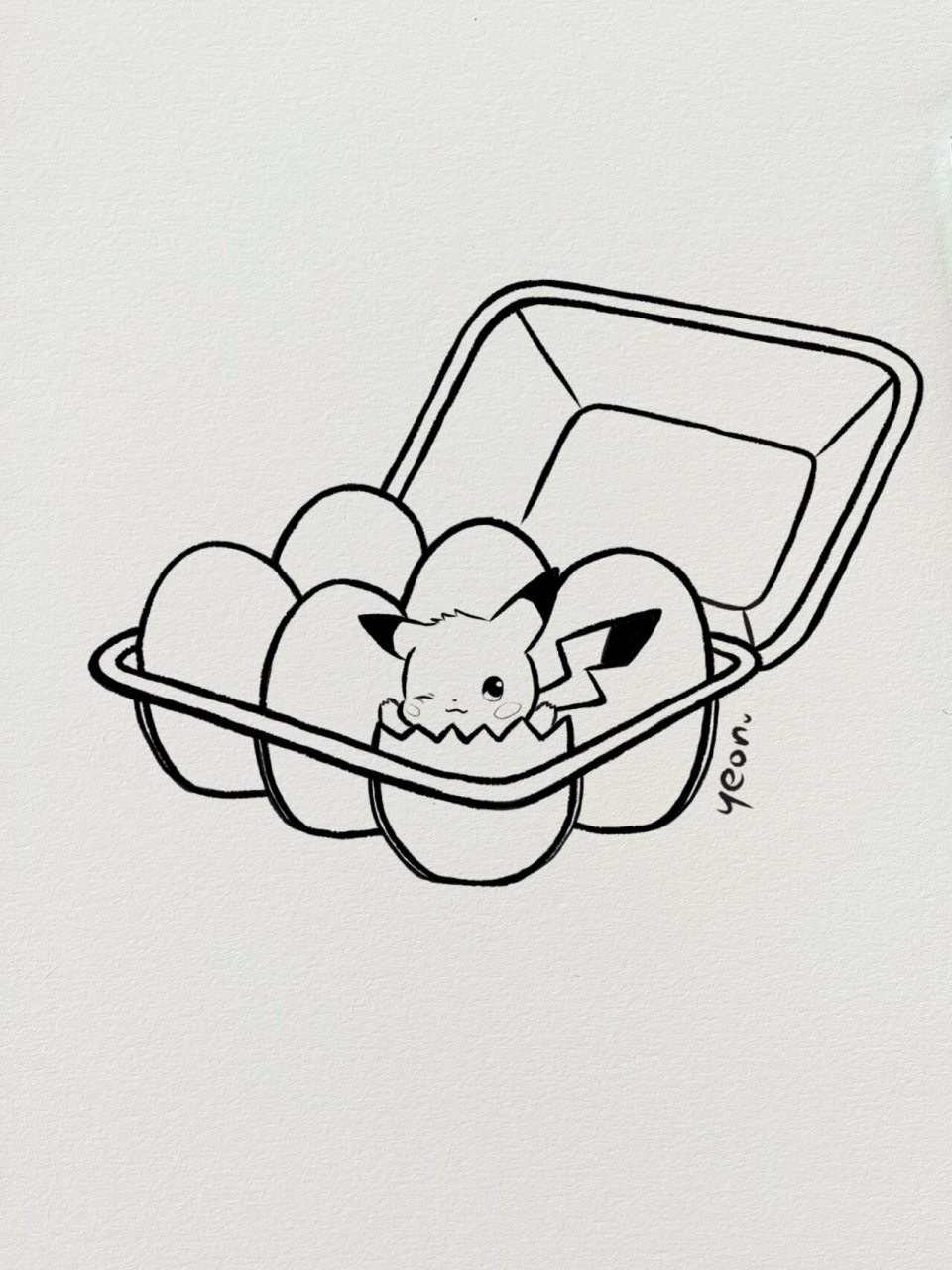 想买一盒这样的鸡蛋   刚破壳的皮卡丘宝宝 今天画一只刚破壳的皮卡丘