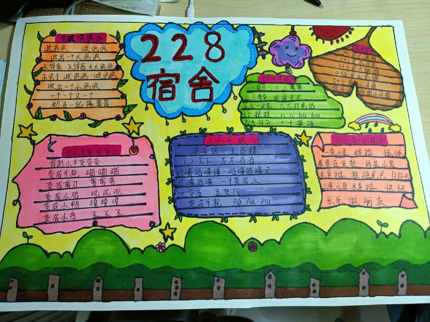 手指游戏手抄报 游戏老师布置的宿舍小任务我上的色喔