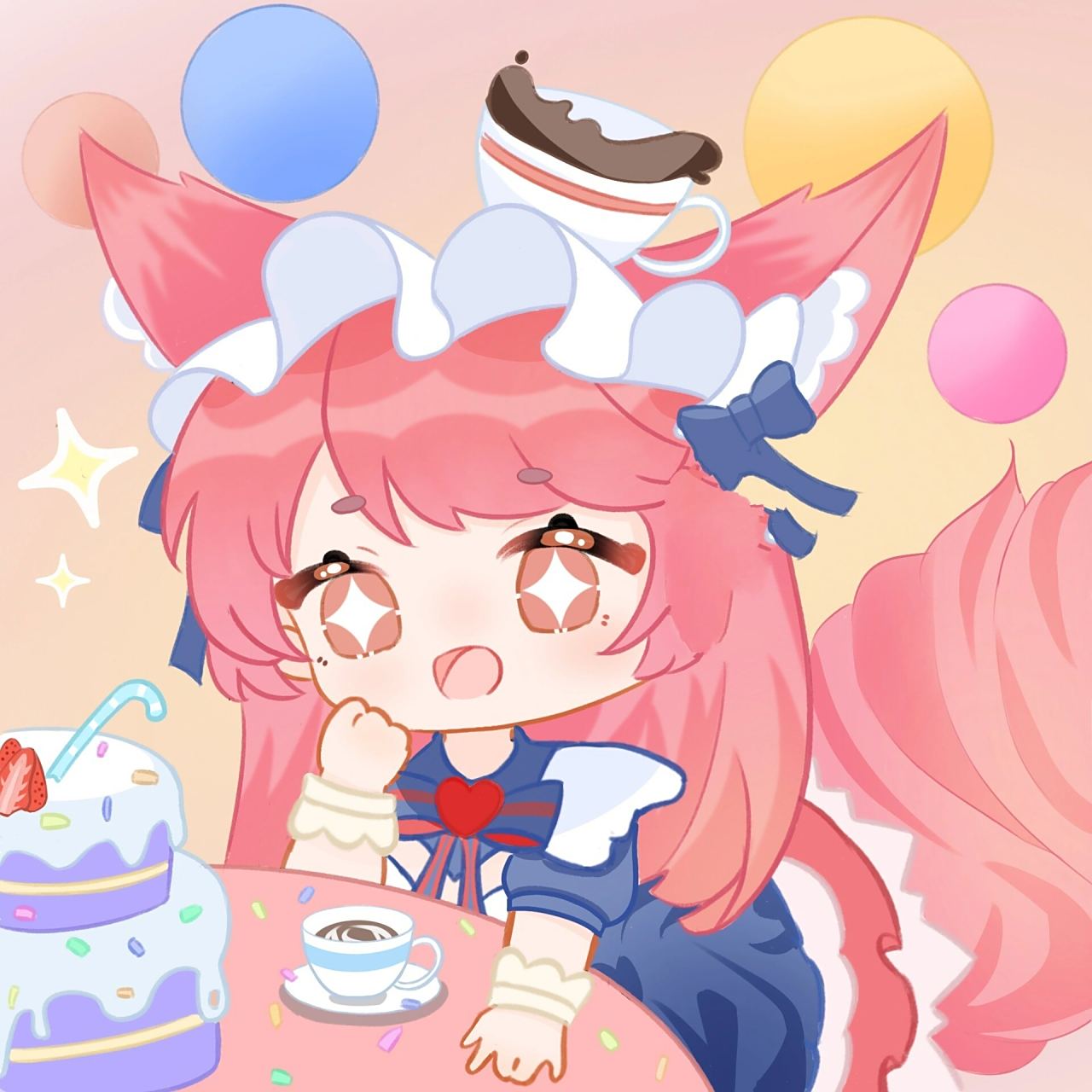 王者荣耀|妲己同人图|女仆咖啡 可爱的妲己 头像自取!