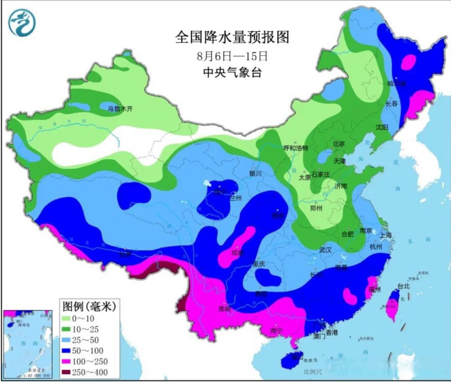 未来十天全国中期天气预报:西南华南雨水持续,东北中东部风雨来袭