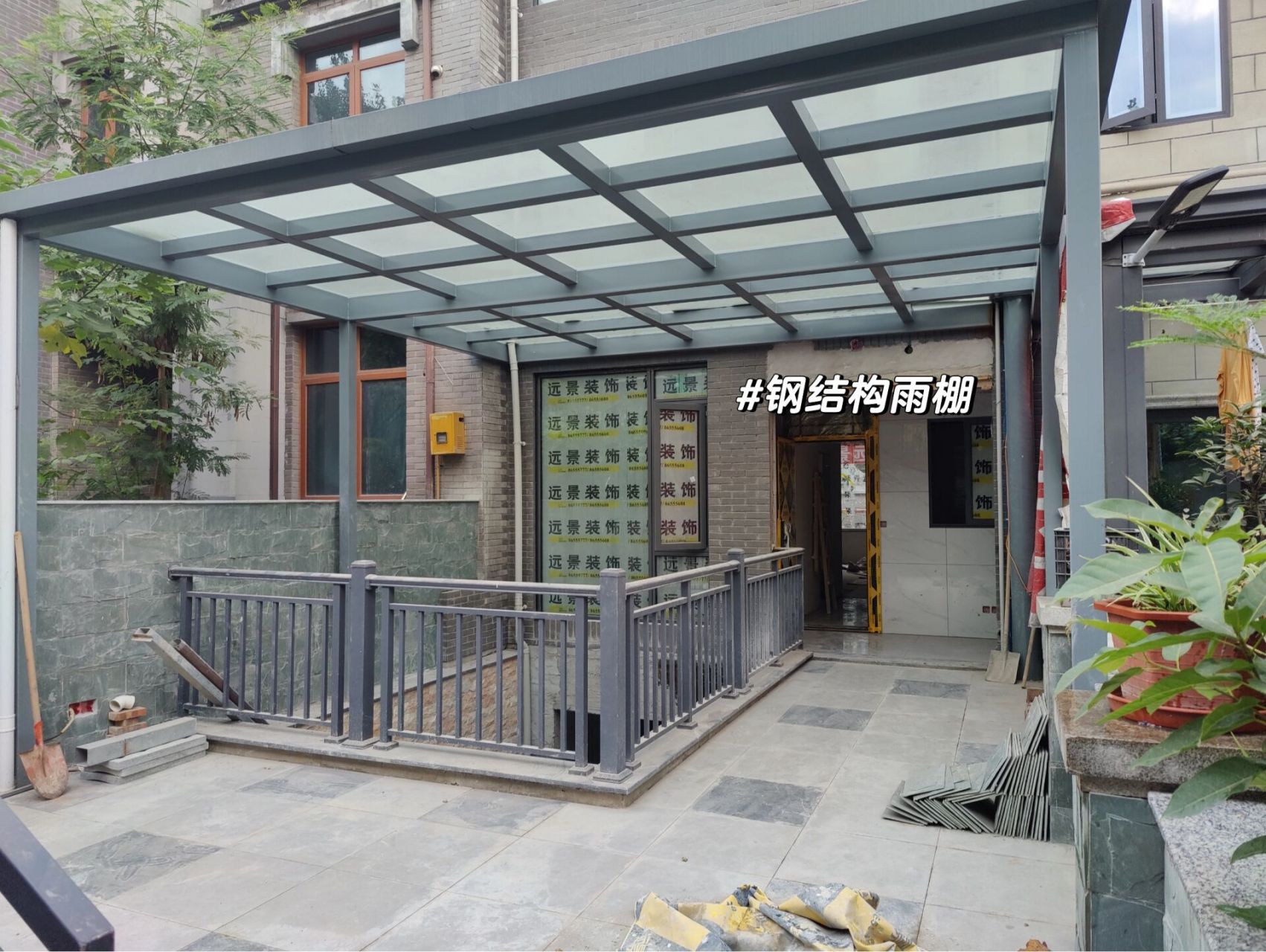 钢结构玻璃雨棚,大跨度.