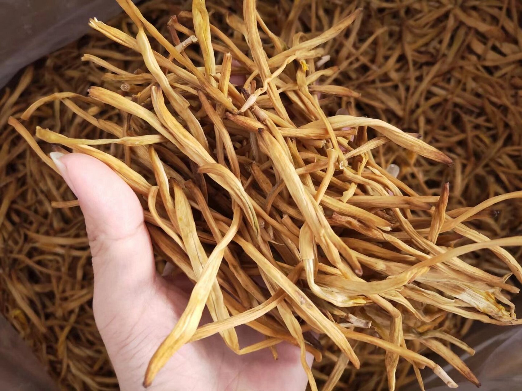 干黄花菜 又叫干金针菜,原名叫萱草,古称"忘忧草" 黄花菜是人们喜吃的