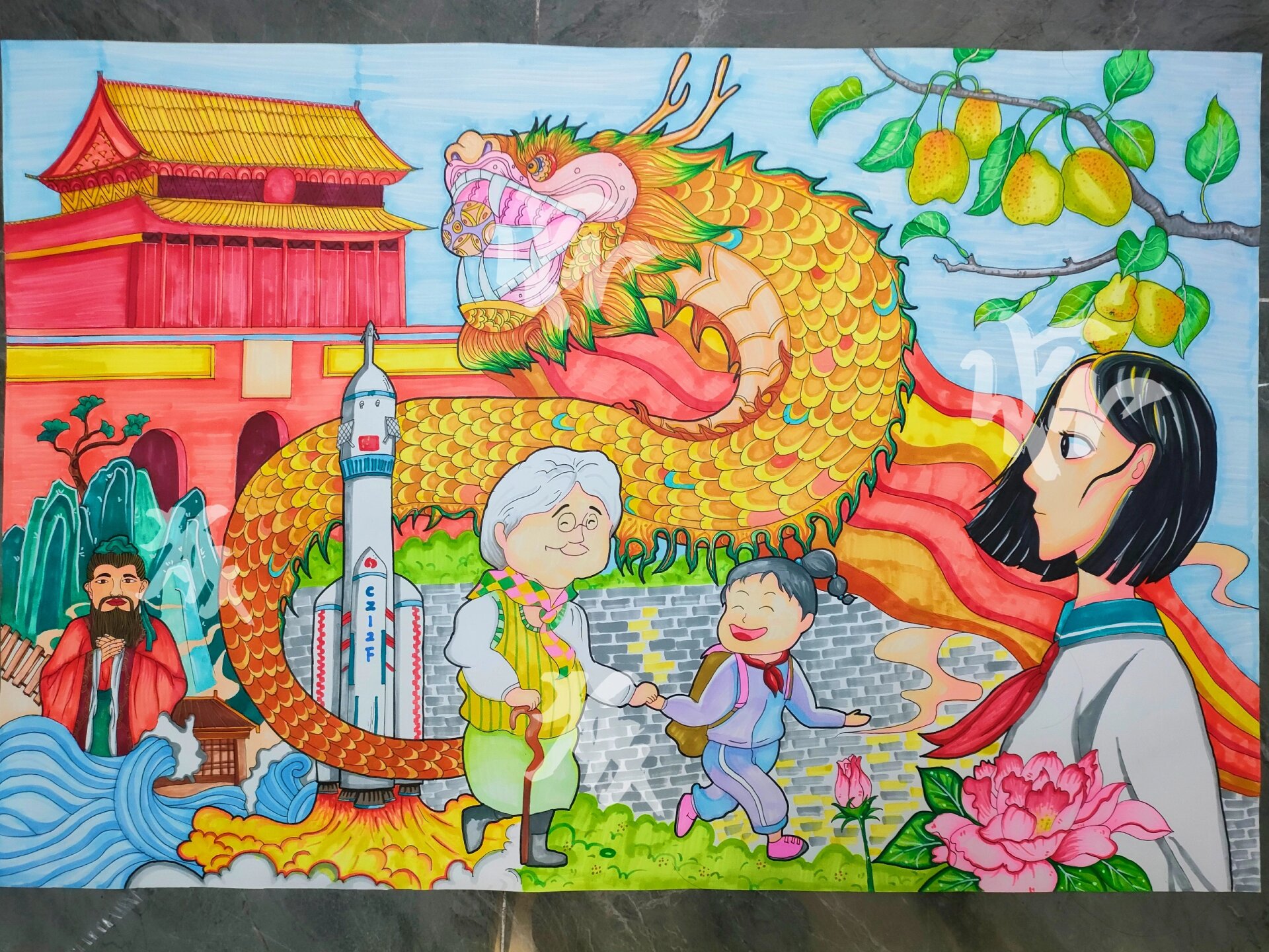 弘扬中华传统美德主题画