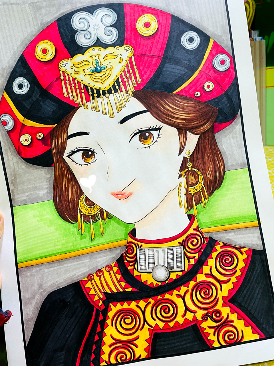 人物临摹素材 少数民族少女 高级漫画儿童画创意绘画 适合年龄:9-12岁