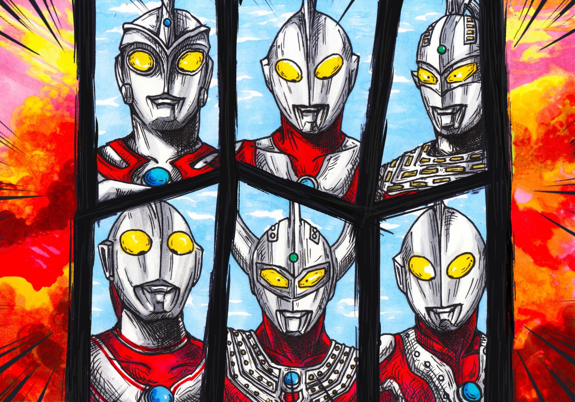 手绘奥特六兄弟