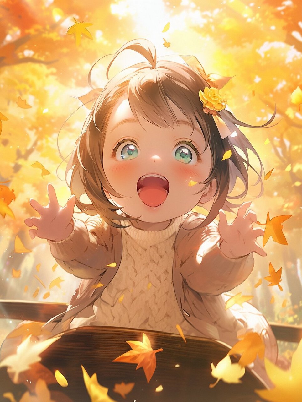 秋天可爱女孩头像壁纸 治愈 的笑容加上金色的阳光,心情也是美美哒