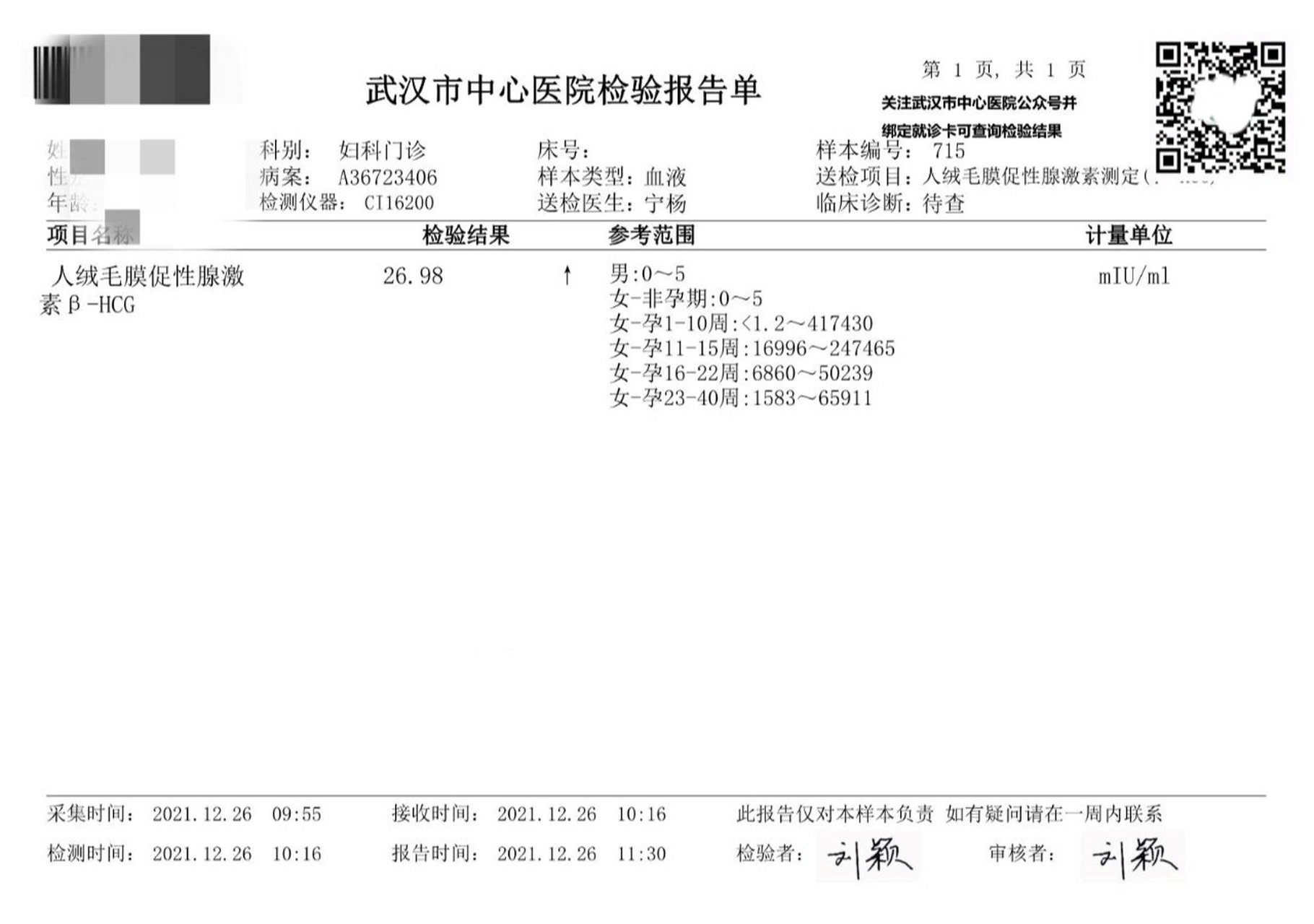 验血hcg单子图片图片