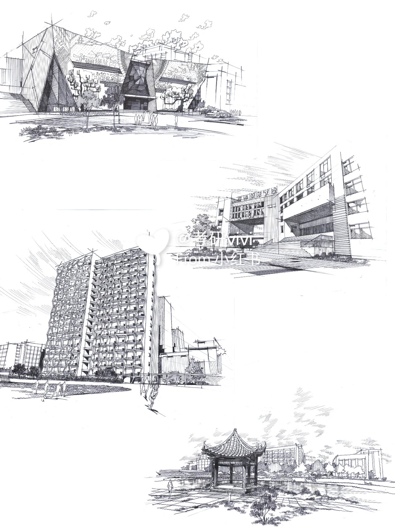 速写人间万象-校园一角
