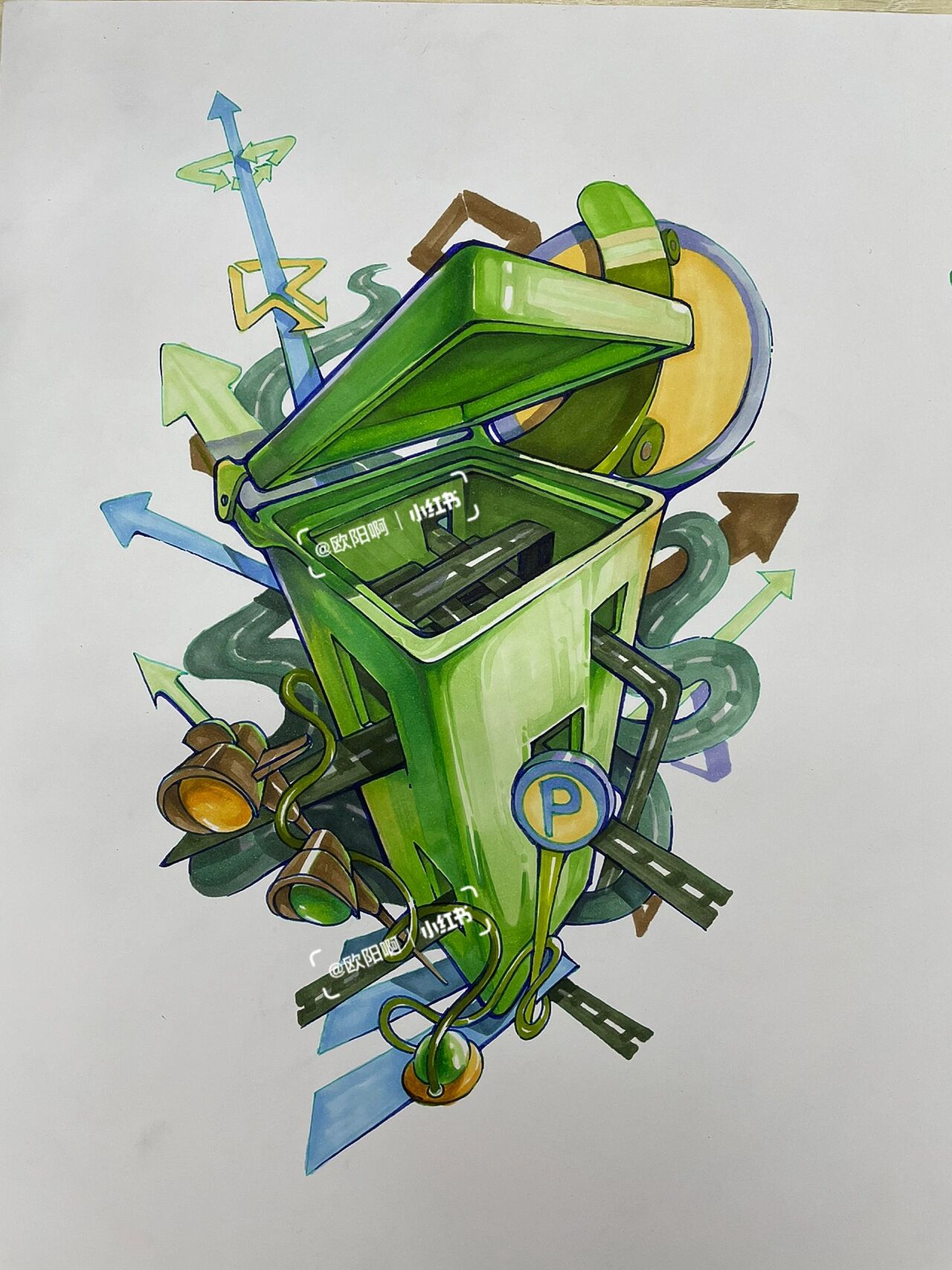 环保主题《垃圾桶》