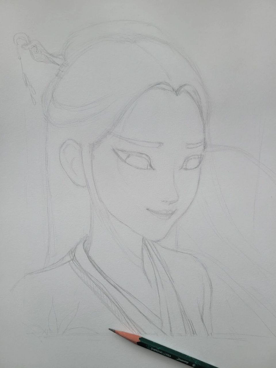 【白蛇缘起,素描手绘】青蛇劫起,白娘子 我以为可以一直画下去,但是