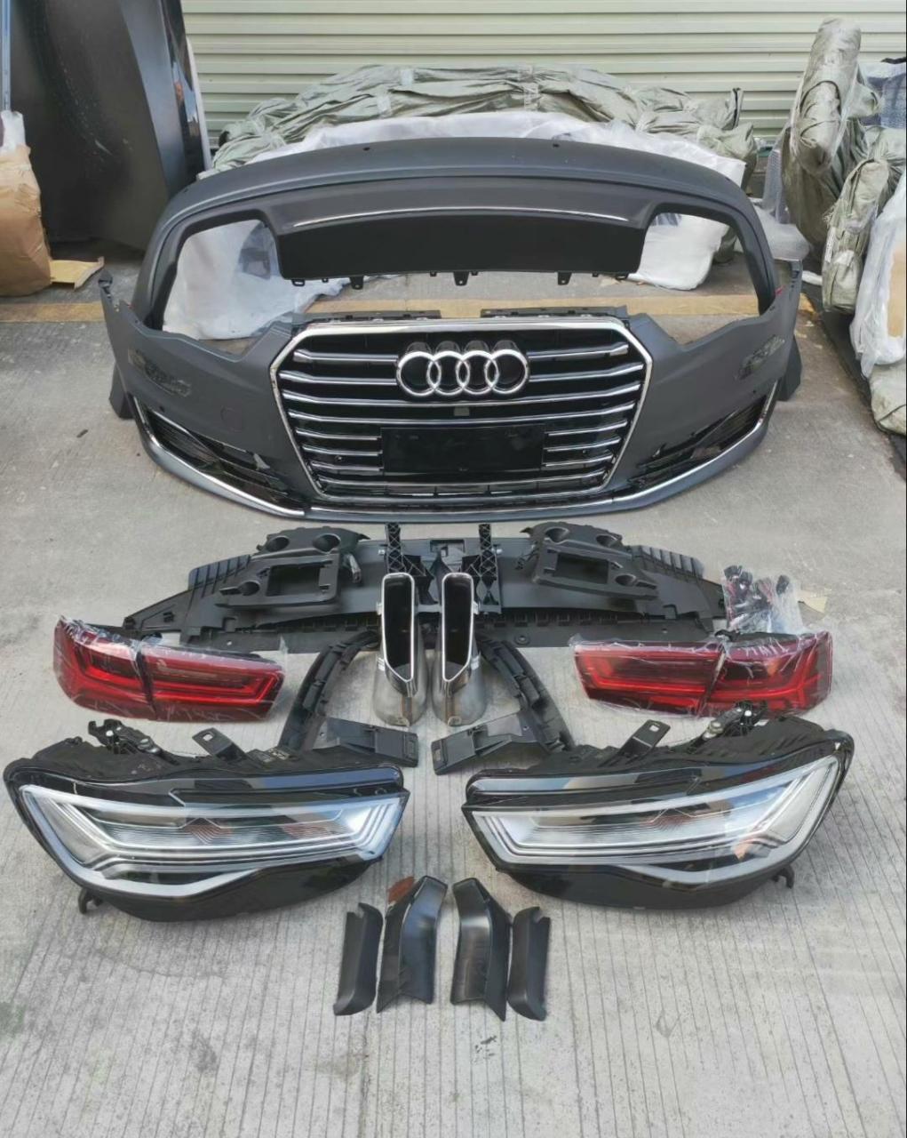 奥迪a6老款改新款升级普通款外观套件 鱼骨大灯 流水尾灯  前后包围