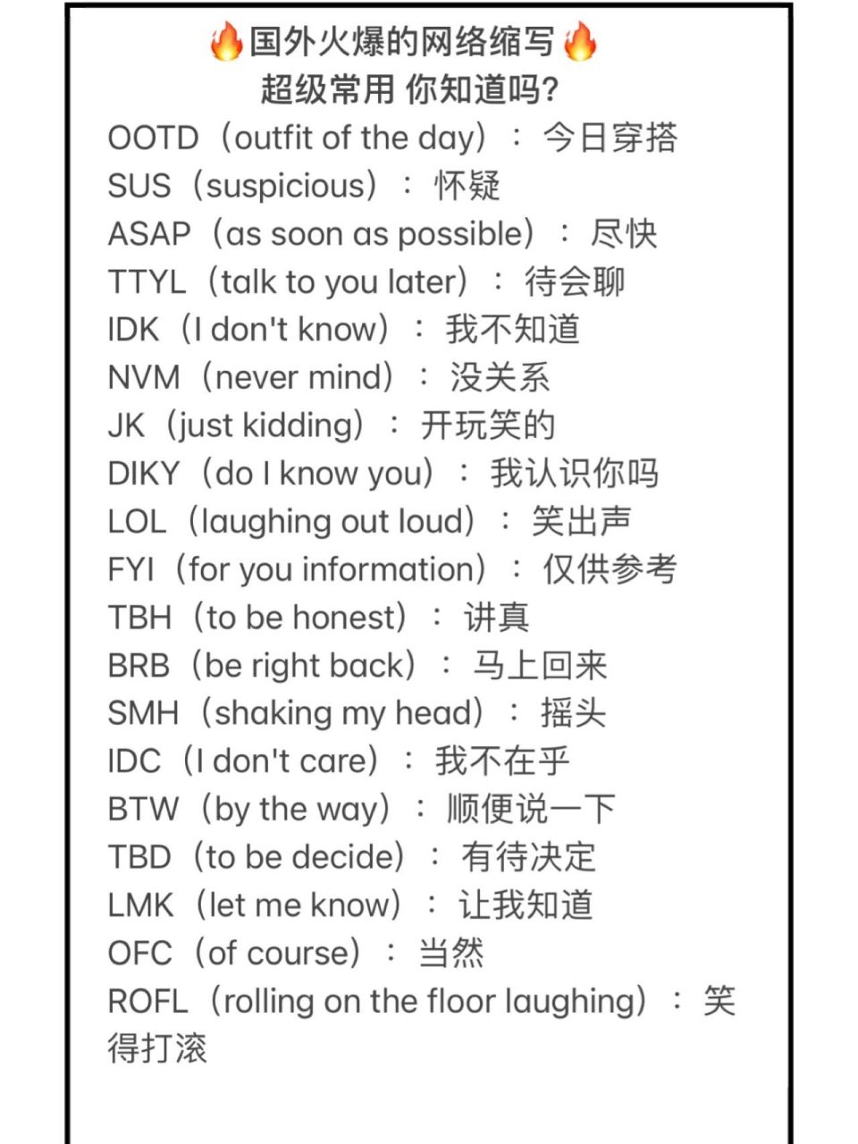 97国外火爆的网络缩写97你知道几个?