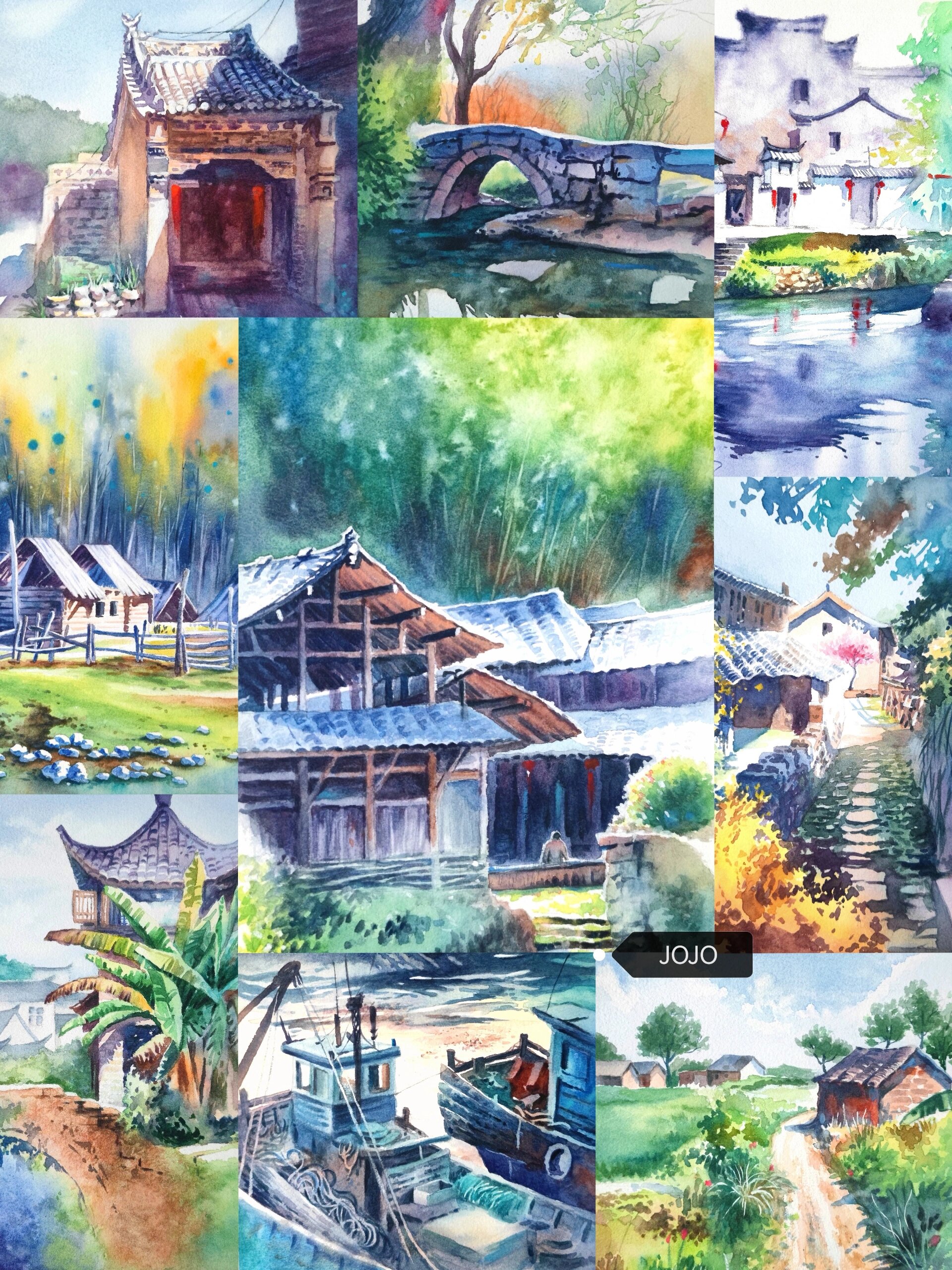 每日一画画|水彩|乡村水彩风景合辑