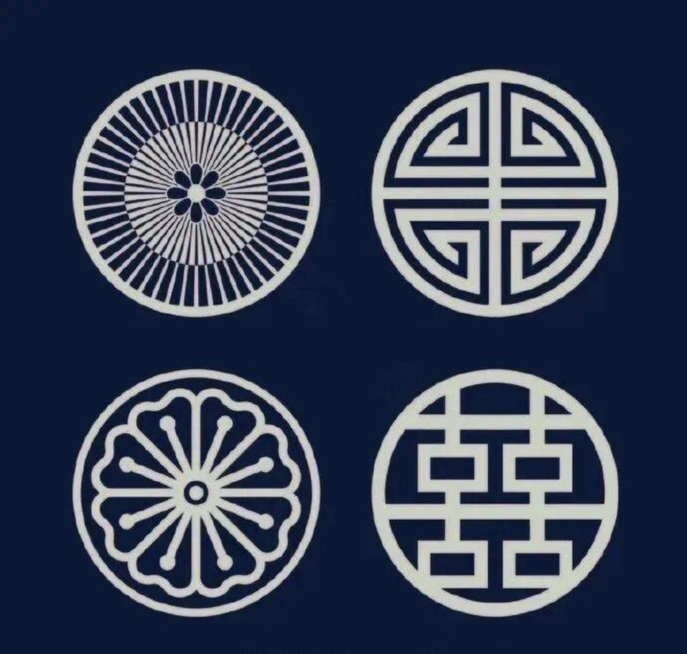 一组圆形中式图案设计 一组中式传统图案设计,以圆为基础造型,通过