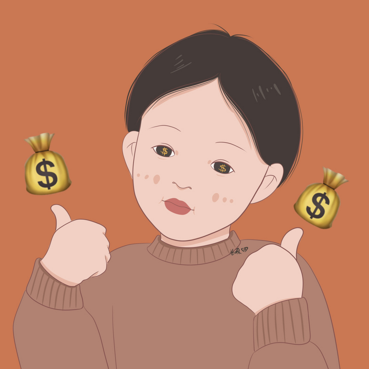 插画 | 情侣头像 |人间清醒,搞钱上瘾9090 图片92二改92商用