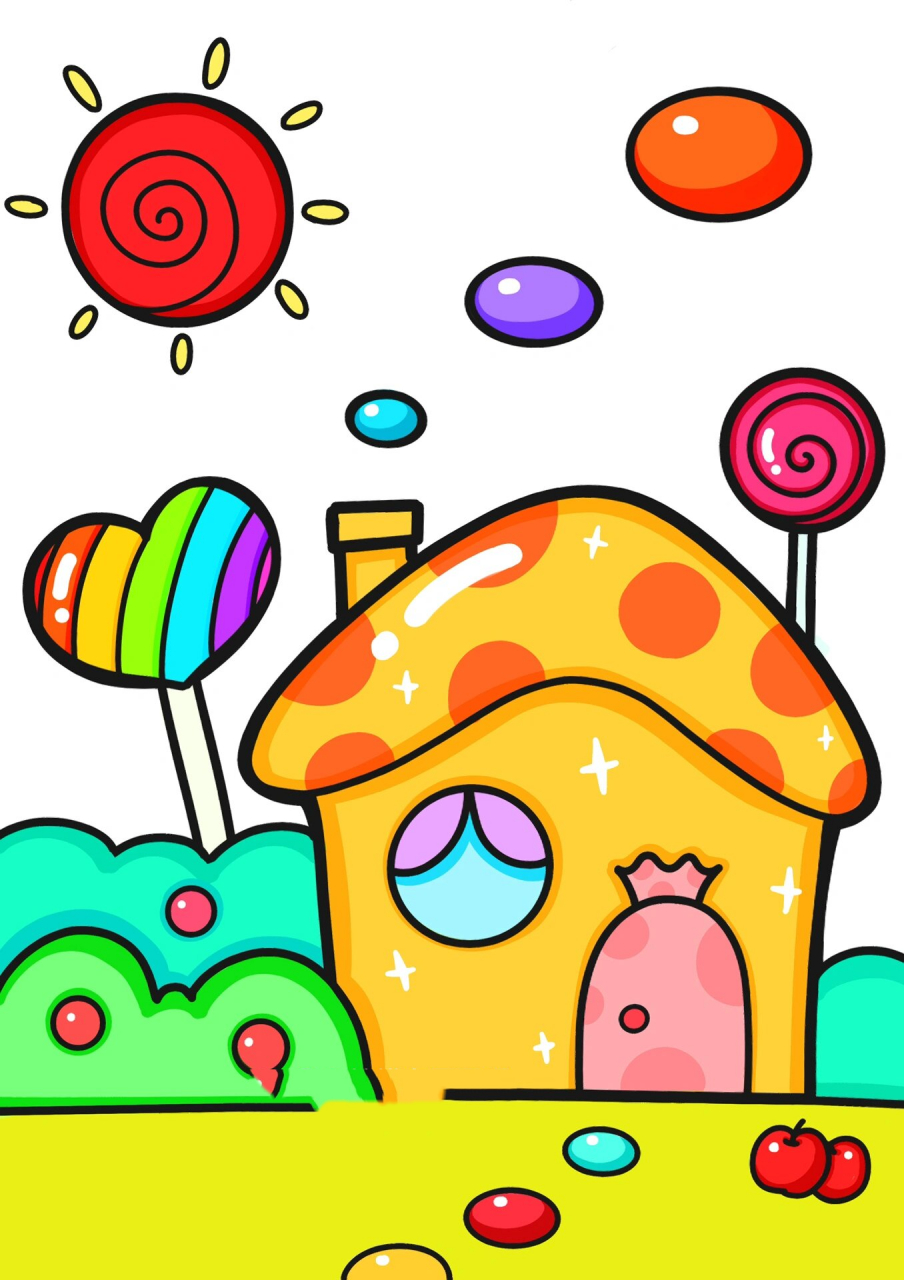 糖果房子简笔画简单图片