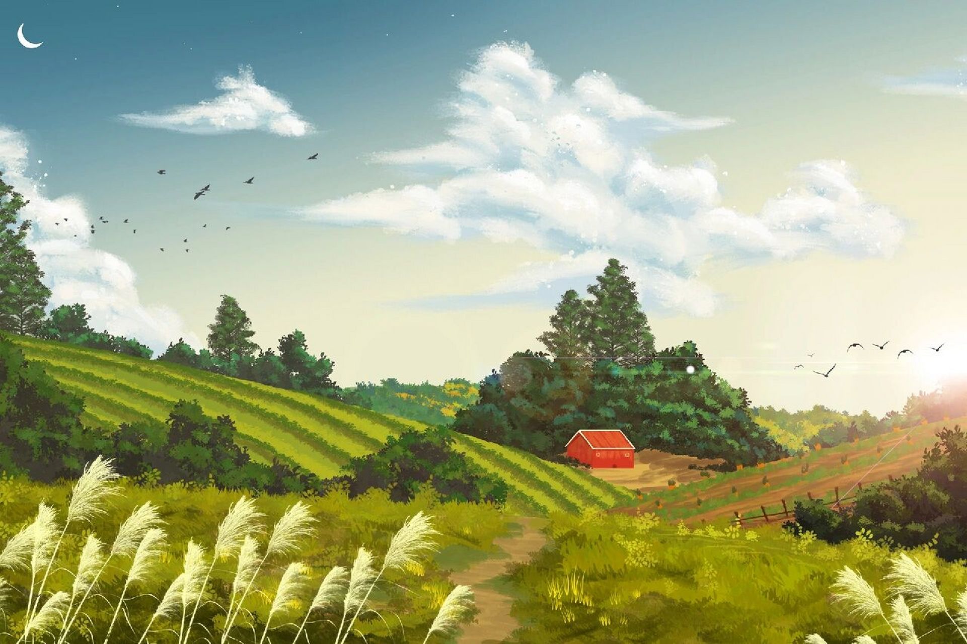 田间郊外插画 分享一组关于乡村的插画 生活不止诗和远方,还有田野和