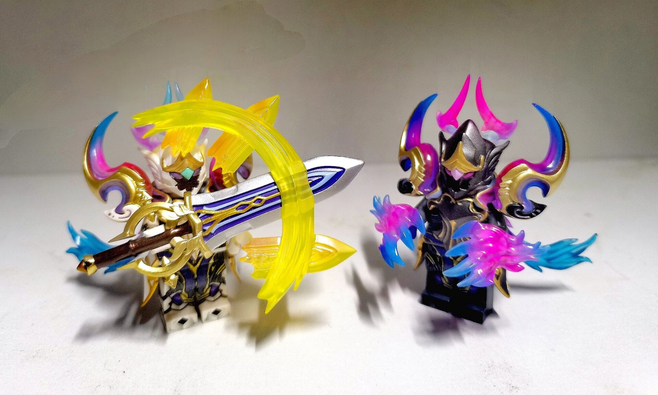 乐高第三方人仔王者荣耀 典藏皮肤 ex一周年三款荣耀典藏皮肤合影