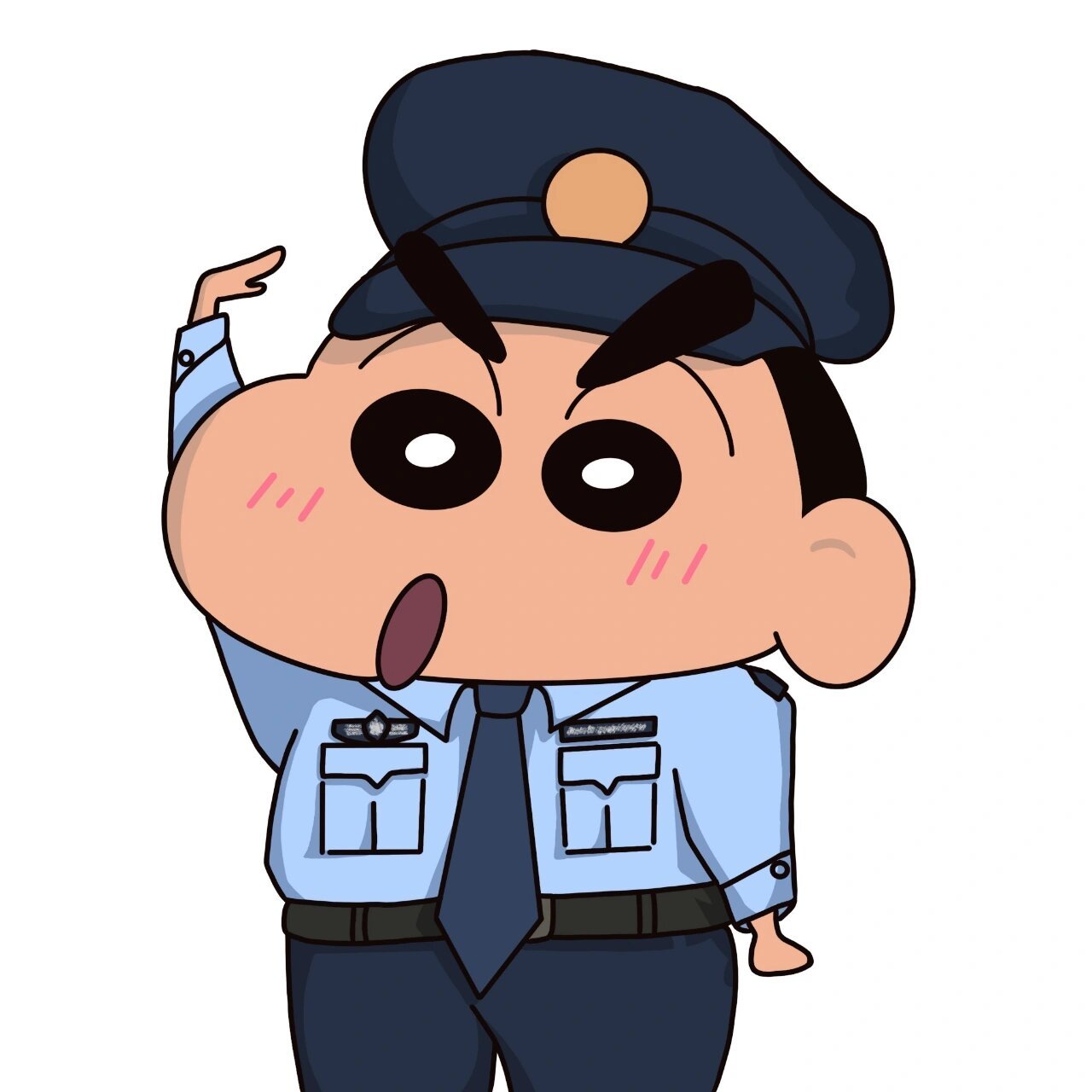 年纪最小的警察来咯 警察小新 让我想想明天画什么[害羞] #蜡笔小新