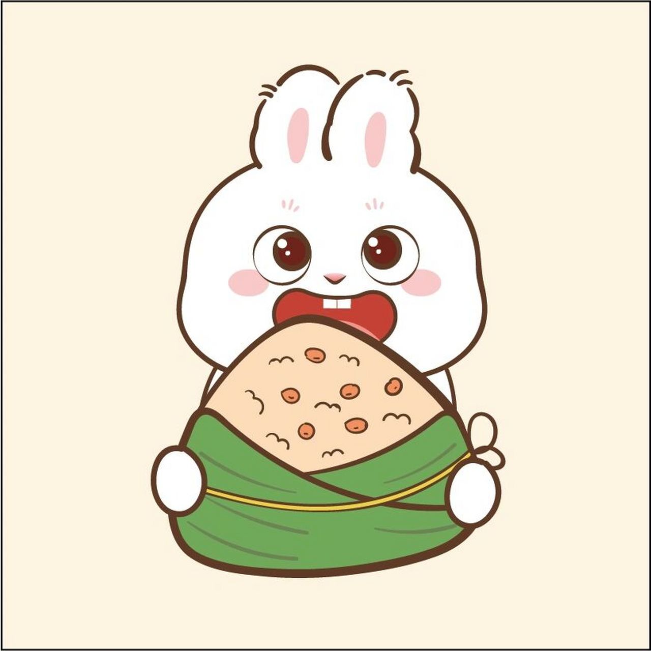 萌小兔爱粽子 端午节插画卡通可爱
