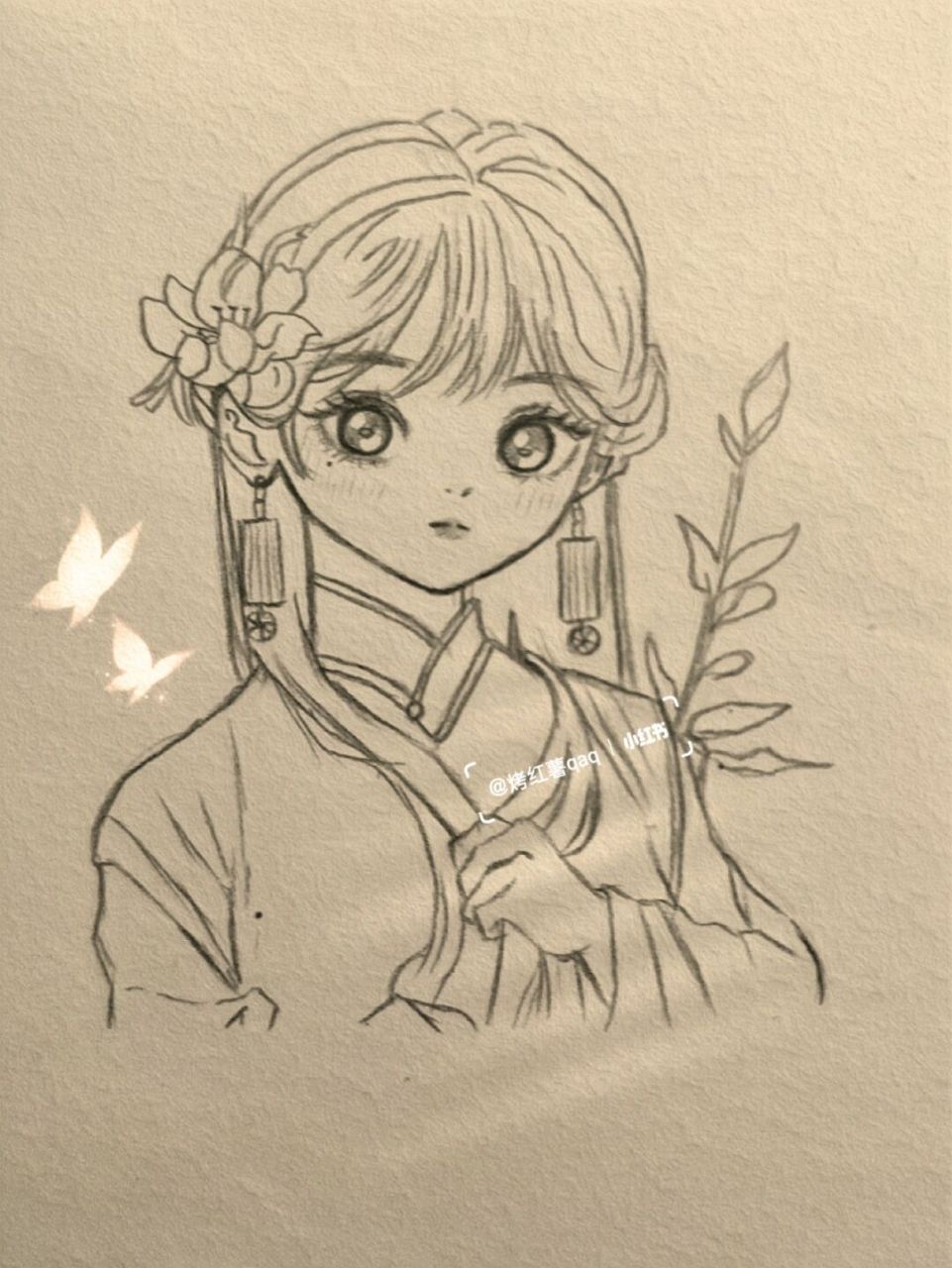 古风少女手绘教程 临摹自网图#简笔画教程#绘画#手绘#手绘临摹