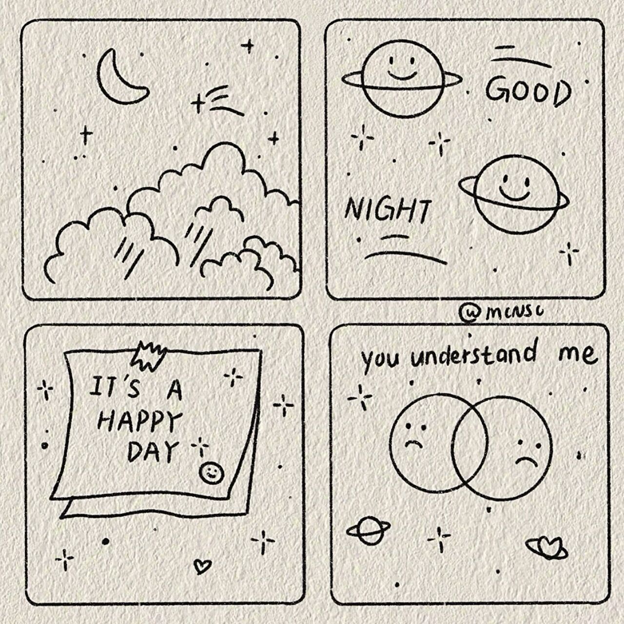 ins风简笔画教程/积攒快乐 快乐的秘诀就是停止胡思乱想 临摹感谢