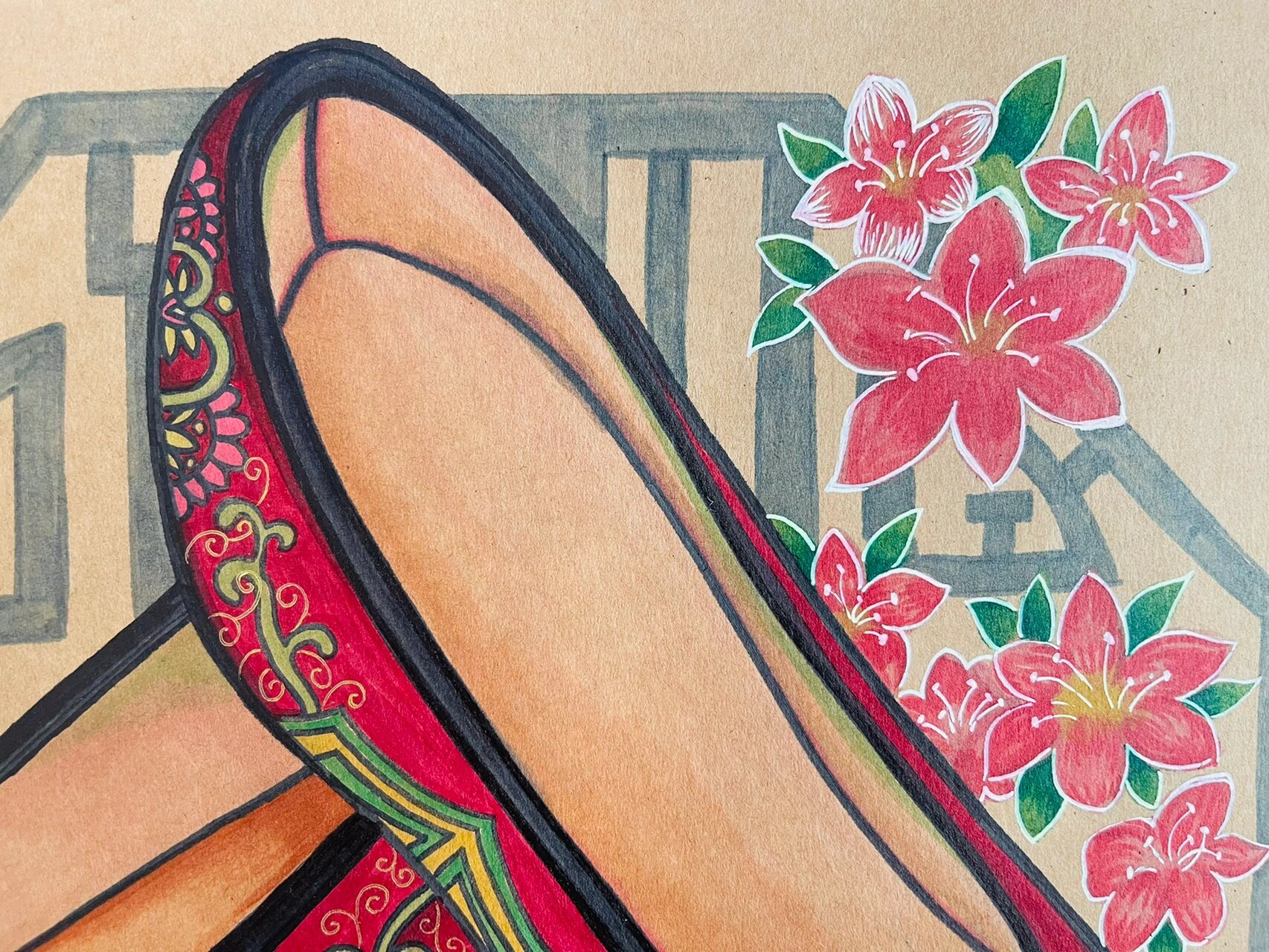 969696创意美术:8-10岁马克笔「绣花鞋」 临摹装饰画系列 材料