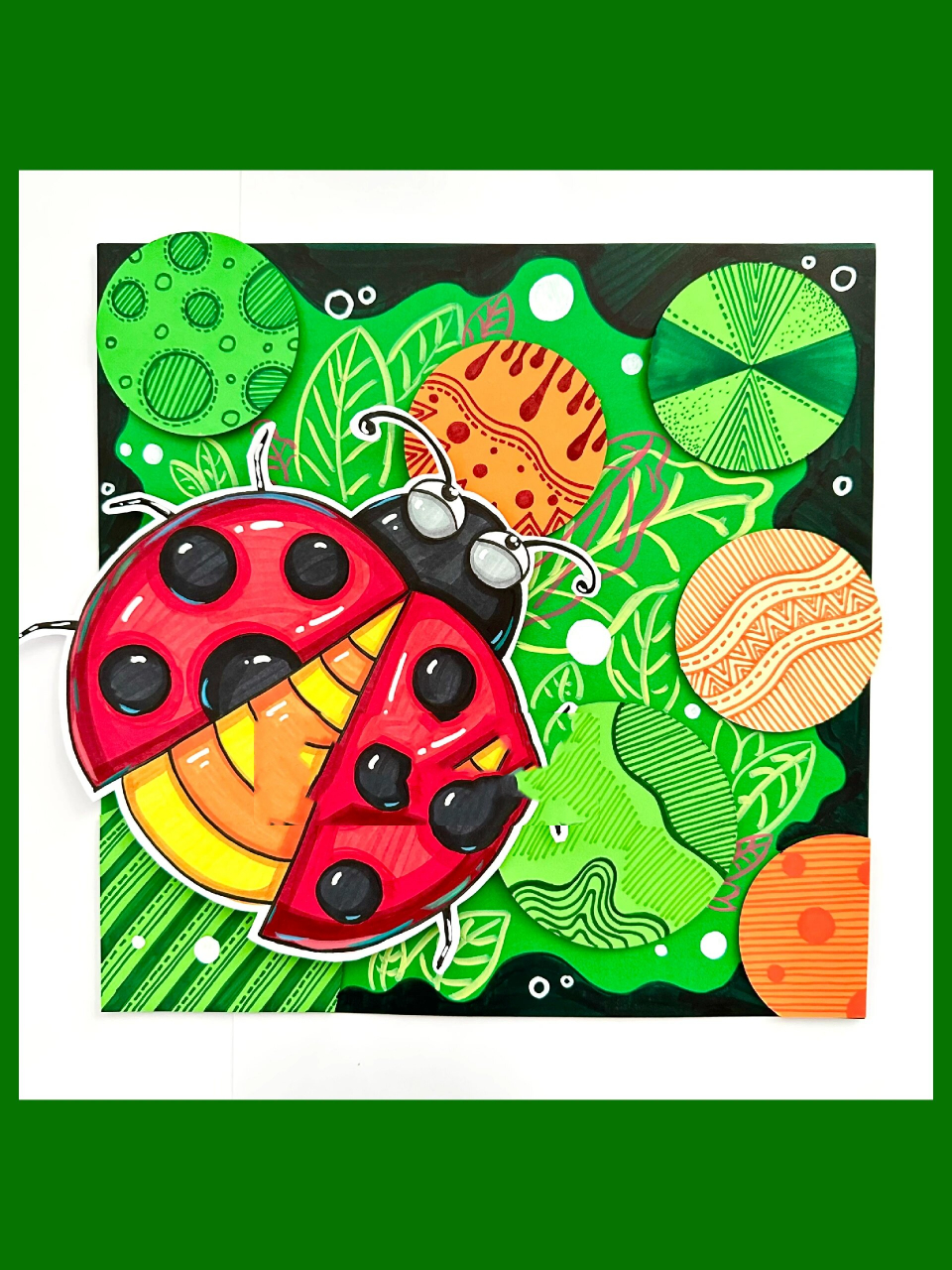 创意美术【七星瓢虫】 线描与马克笔结合 适合七岁以上的小朋友哦!