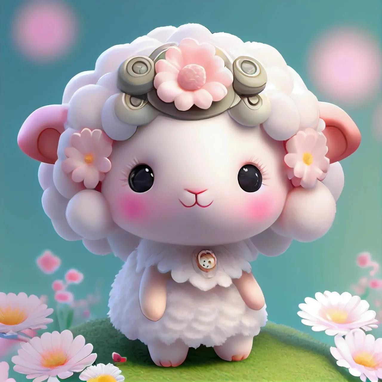 春日里的小羊,太可爱了. 插画