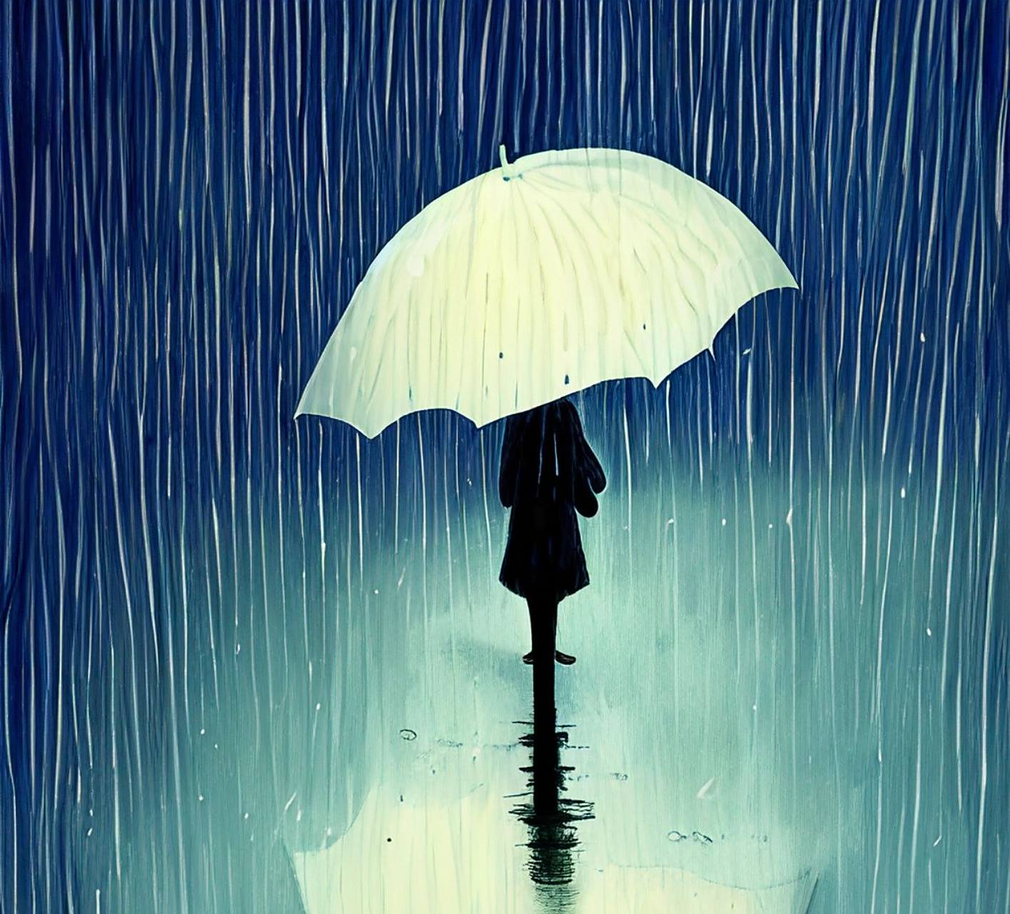 下雨天孤独插画头像壁纸 孤独永远是一个人的事,说不清道不明,只能