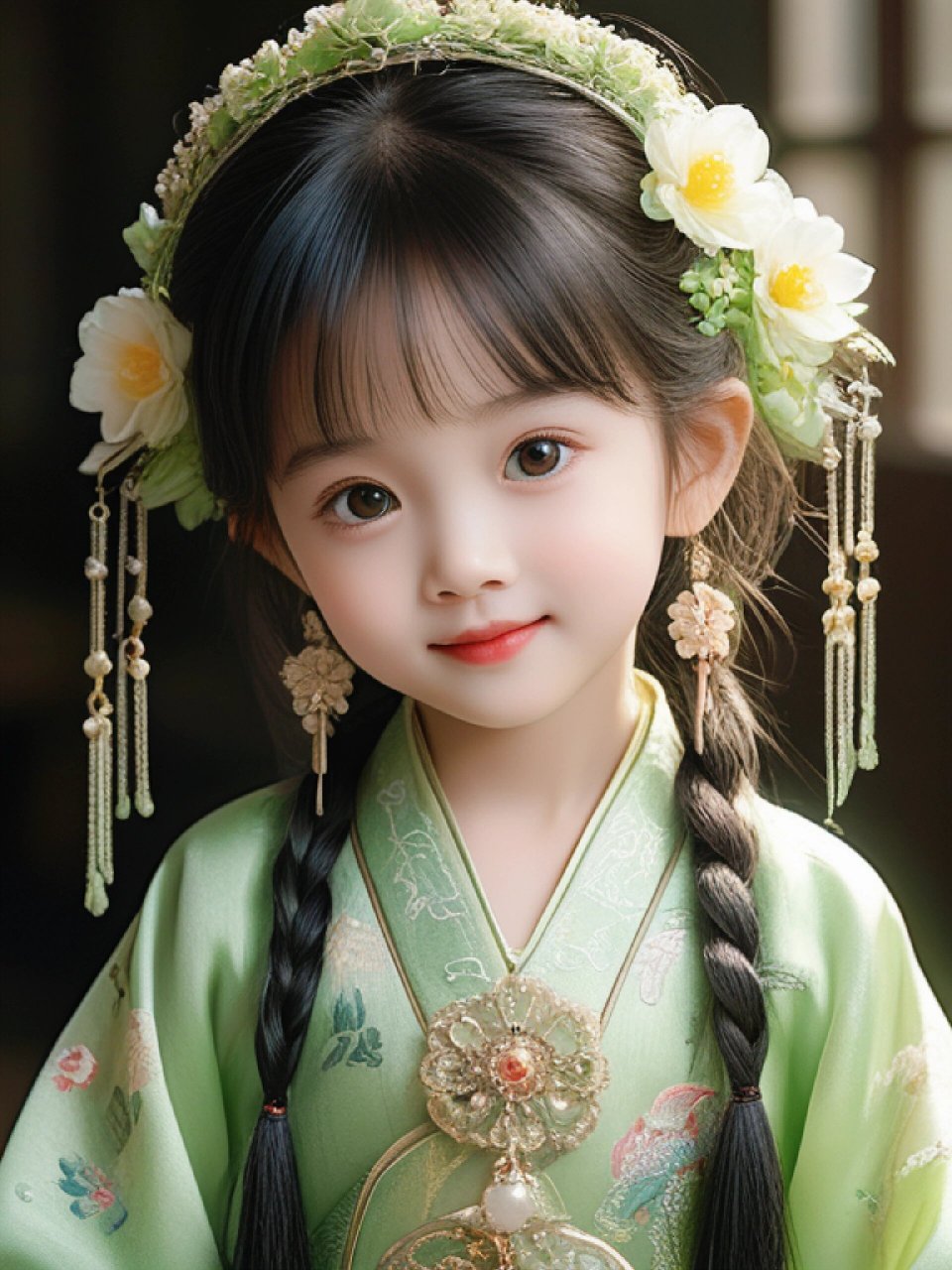 ai可爱小女孩古装 #儿童摄影# #古风写真# #汉服# #最美礼服# #ai绘画